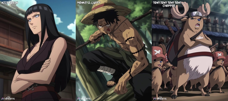 Assim seriam os personagens de One Piece se estivessem no universo de Naruto